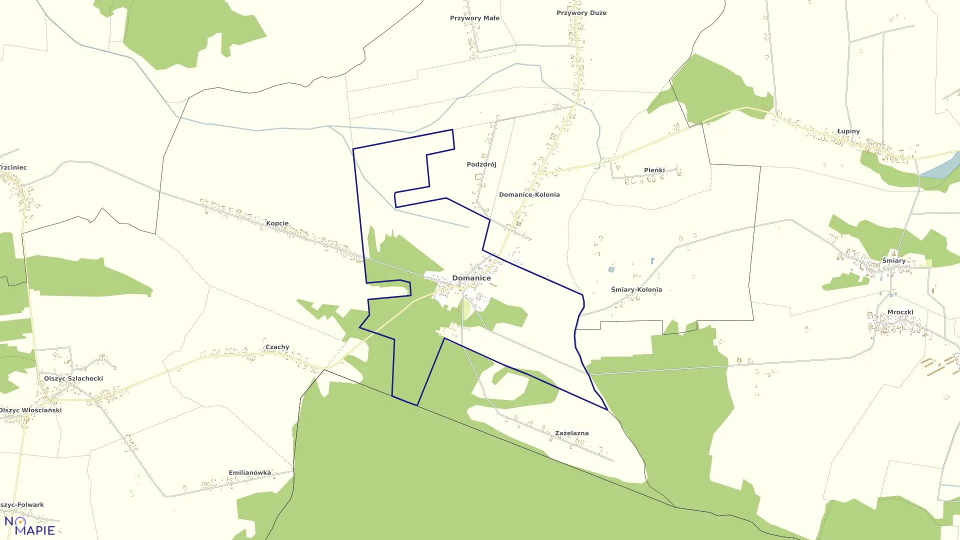 Mapa obrębu DOMANICE w gminie Domanice