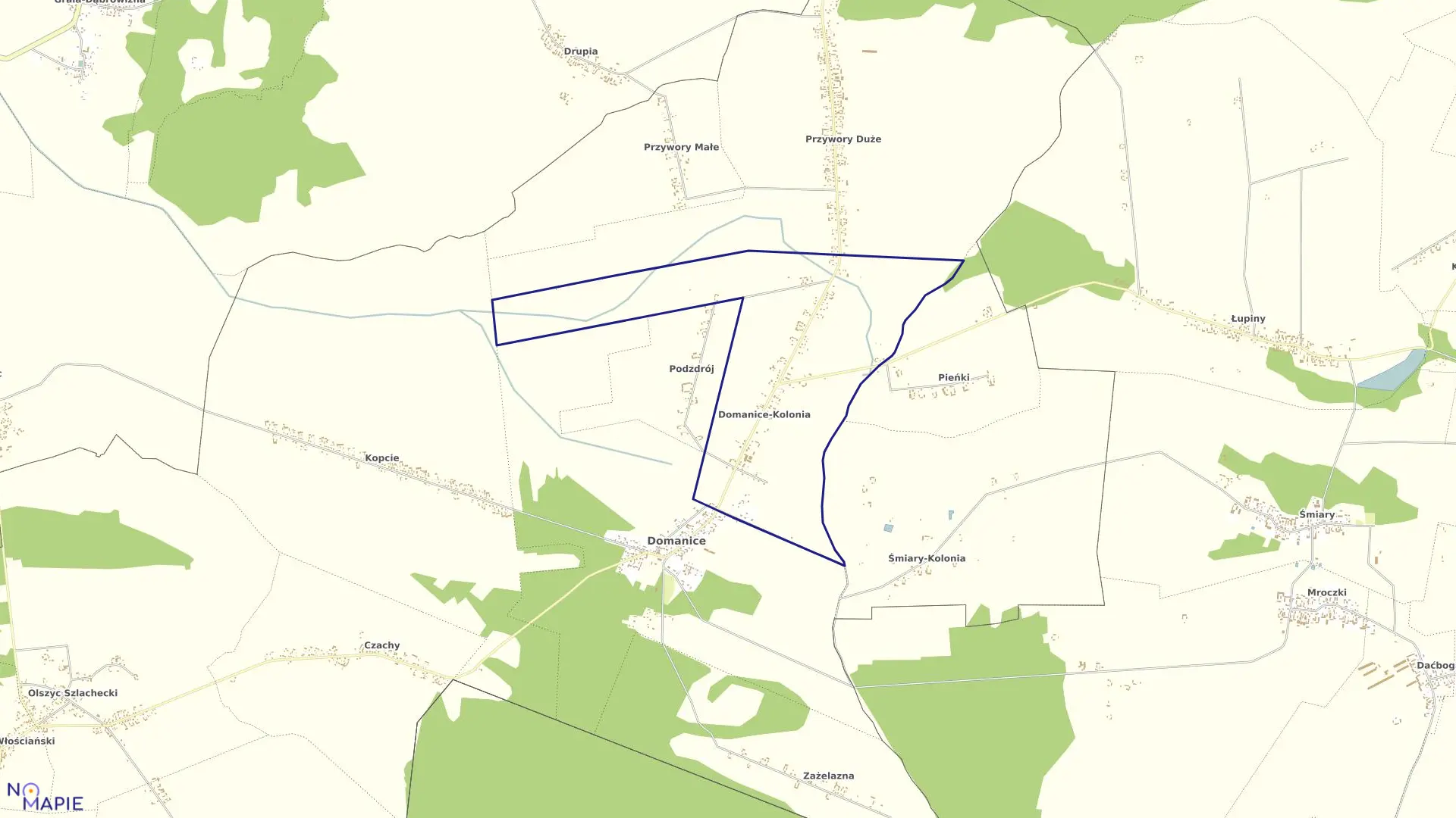 Mapa obrębu DOMANICE-KOLONIA w gminie Domanice