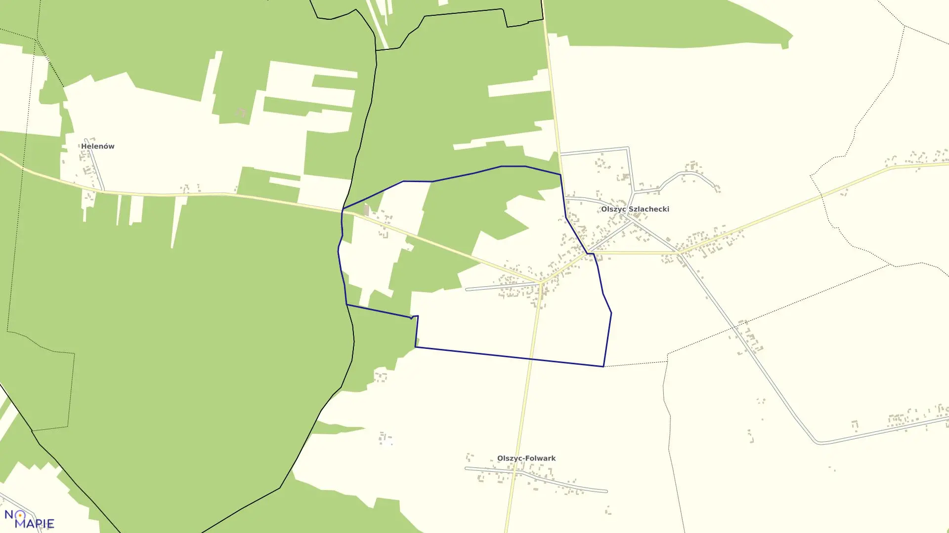 Mapa obrębu OLSZYC WŁOŚCIAŃSKI w gminie Domanice