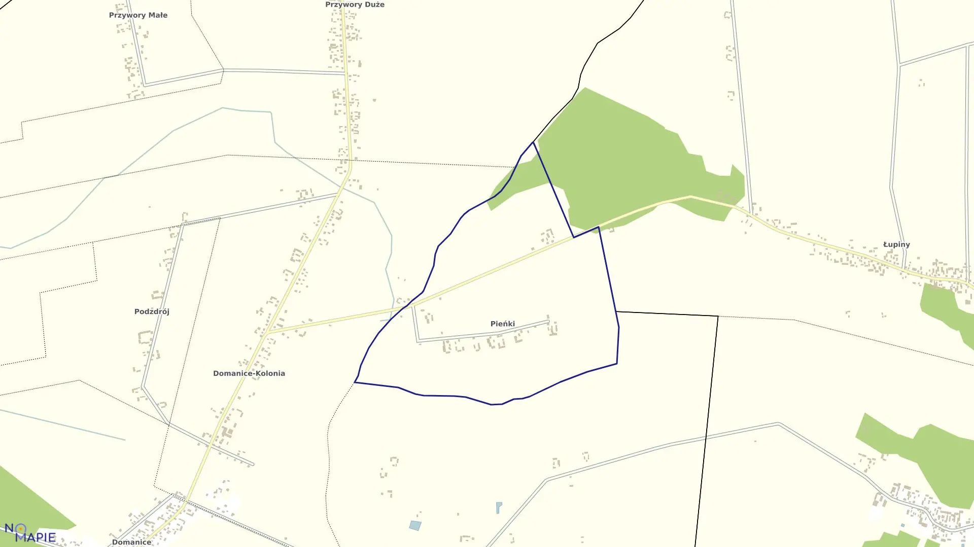 Mapa obrębu PIEŃKI w gminie Domanice