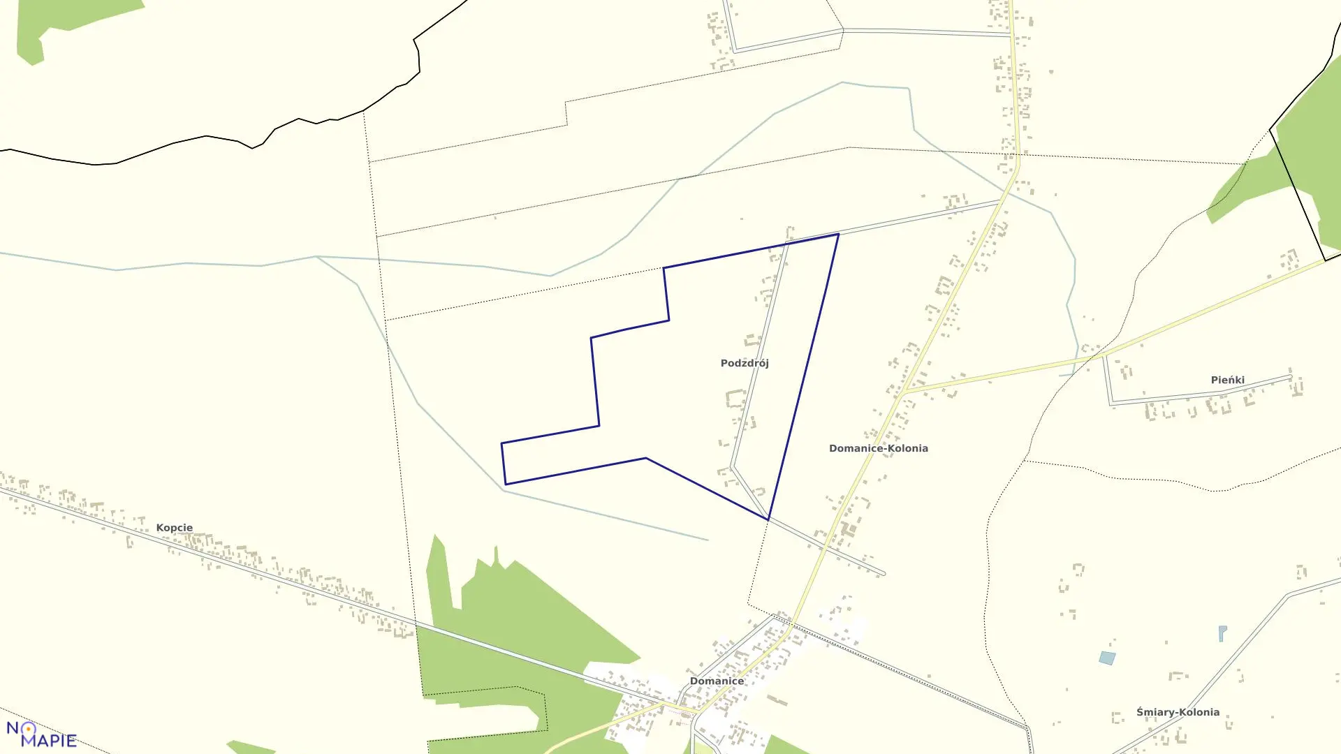 Mapa obrębu PODZDRÓJ w gminie Domanice